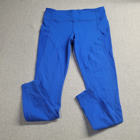 Lemon Pants - Lululemon Leggings Women's 8 Blue Yoga Mid Rise Workout Activewear Zip‎ Ankle